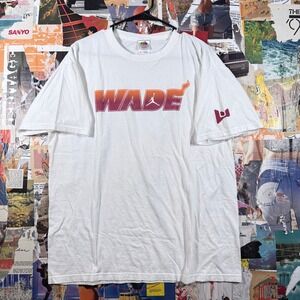 Dwyane Wade Jordan Miami Heat NBA Fruit of the Loom XL T Shirt White‎